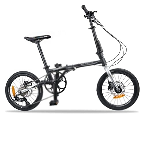 Vélos pliant : Bicycles for Adults 9-Speed Folding Bicycle Chrome Molybdenum Steel Disc Brake Folding Bike 16 inch 349 Scooter (Color : Black, Size : 9)
