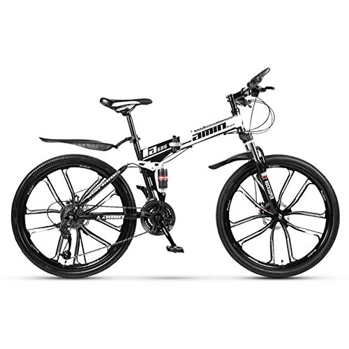 Vélos pliant : CENPEN Vélo de montagne pliable pour sports de plein air, 27 vitesses, suspension complète, VTT, frein à disque, vélo unisexe (66 cm) (couleur : blanc)