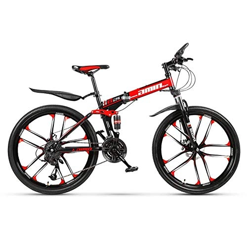 Vélos pliant : CENPEN Vélo de montagne pliable pour sports de plein air, 27 vitesses, suspension complète, VTT, frein à disque, vélo unisexe (66 cm) (couleur : noir)