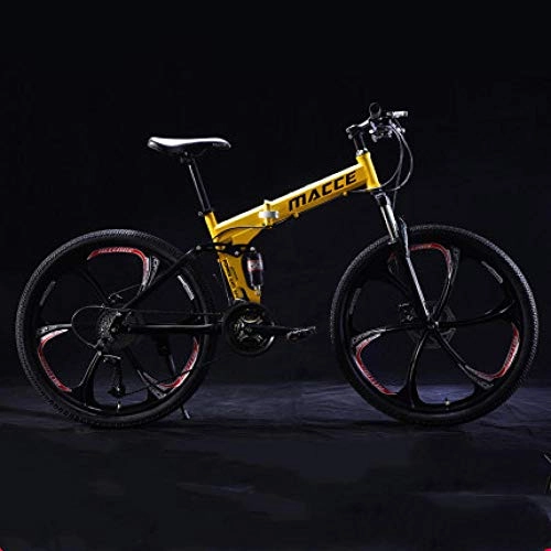 Vélos pliant : Comooc - Vélo pliable pour adulte - vélo de montagne à double absorbeur, vitesse variable - pour hommes et étudiants universitaires, Homme, jaune