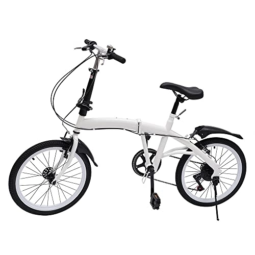 Vélos pliant : DiLiBee Vélo pliable de 20 pouces - Unisexe - 7 vitesses - Double frein en V - Acier carbone - Blanc