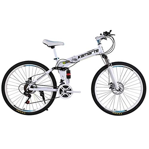 Vélos pliant : Eariy Vélo de ville pliable 24 pouces avec cadre pliable en acier très résistant, amortissement des chocs, petit vélo de ville portable pour adultes, jeunes et hommes et femmes, Blanc.