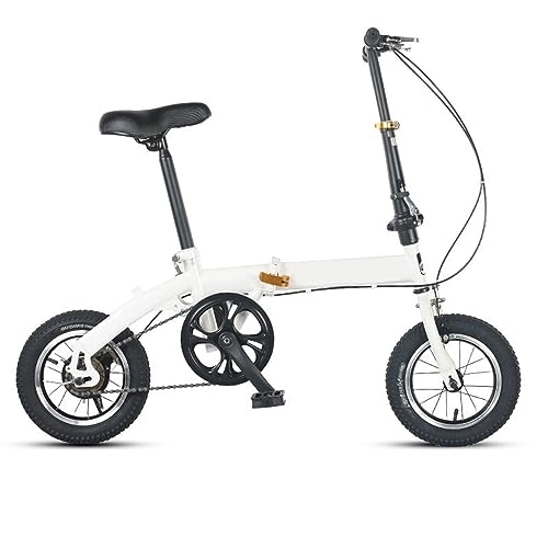 Vélos pliant : FUNRIN Vélo pliable léger et pliable en acier au carbone pour siège réglable en hauteur 200 kg pour navetteur en plein air, blanc
