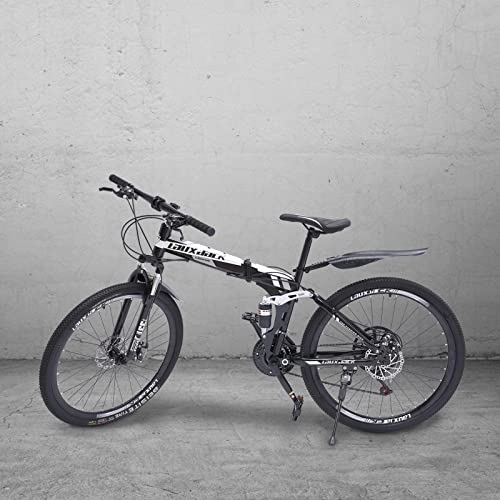 Vélos pliant : Hanmorfarbi VTT 26 pouces - Vélo pliable à 21 vitesses - Vélo réglable de 26 pouces avec garde-boue avant et arrière - VTT pliable pour adulte - Suspension avant et amortisseur arrière