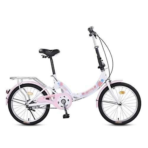 Vélos pliant : HESND zxc Vélos pour adultes VTT adulte à vitesse unique en fibre de carbone Vélo pliable pour adulte Vélo de route à suspension complète (couleur : rose)