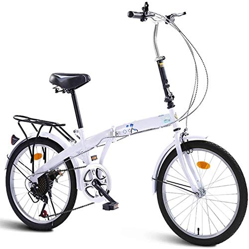 Vélos pliant : HGA Vélos De Banlieue De Loisirs Sportifs Vélo Pliant pour Garçons Filles De 20 Pouces Vélo pour Enfants à 7 Vitesses Vélo Adulte Pliable, White-20Inch