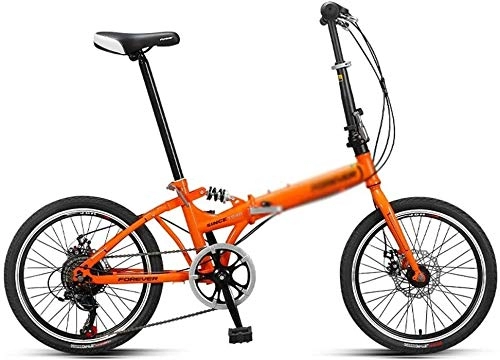 Vélos pliant : HLZY 20 Pouces Pliant Amortisseur vélo 8 Vitesses Vélo Pliable Vélo de Banlieue (Color : Orange, Size : 20 inches)