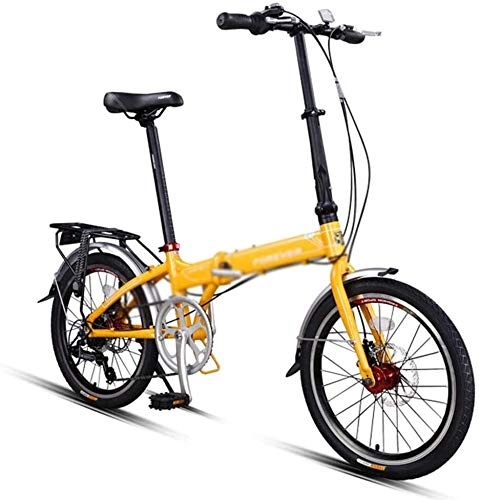 Vélos pliant : HLZY 20 Pouces Pliant Amortisseur Vélos étudiants Adultes Ultra-léger Portable Compact Pliant Outroad de vélos Hommes Femmes (Color : Yellow, Size : 20inches)