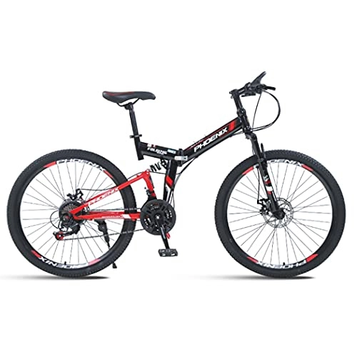 Vélos pliant : Hmvlw Vélo portatif Vélo de Montagne Pliante Adulte 26 Pouces à 24 Vitesses Unisexe Pliante vélo Double Disque Double Bicyclette d'amortisseur (Color : Red)