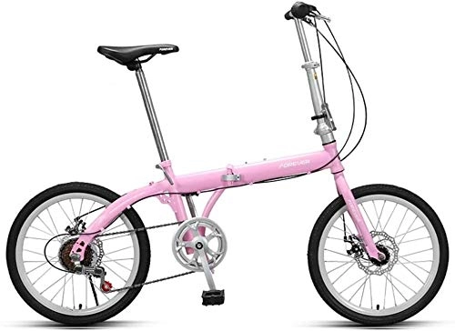 Vélos pliant : IMBM 20 Pouces vélo Pliant vélo de Route vélos Enfants de vélos Amortisseur vélo à Vitesse Variable Adulte vélo de Ville Mini étudiants vélo Shopper vélo vélo (Color : Pink)