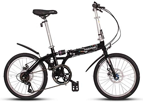 Vélos pliant : IMBM Adultes Unisexe Vélos pliants, 20" 6 Vitesse Haute teneur en Carbone en Acier Pliable vélo, Portable léger Double Frein à Disque Pliant City Bike vélos (Color : Black)