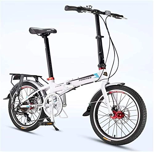 Vélos pliant : IMBM Adultes vélo Pliant, 20 Pouces 7 Vitesse Pliable vélos, Super Compact Urban Commuter vélos, Pliable vélo avec Anti-Skid et des pneus résistant à l'usure (Color : White)