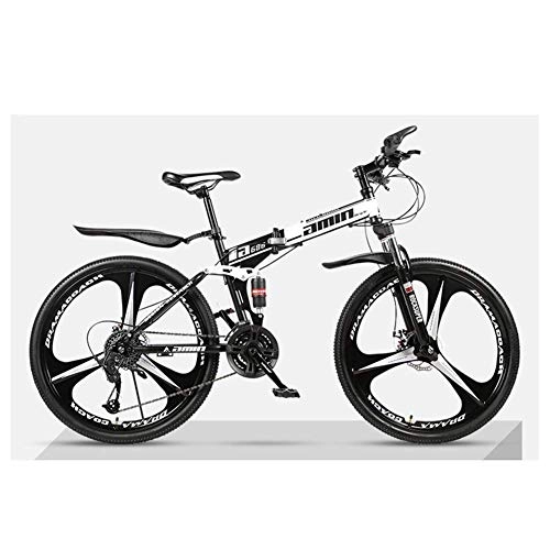 Vélos pliant : JF-XUAN vélo Sports de Plein air Vélos de Montagne Vélos 21 Vitesses en Alliage en Aluminium léger Cadre de Frein à Disque vélo Pliant (Color : White)