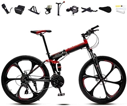 Vélos pliant : JYD Vélo 24-26 Pouces VTT, vélo Pliant de Banlieue Unisexe, 30 Engrenages de Vitesse Bicyclette Pliante à Double Frein à Disque / Rouge / B-Rad / 24 « 29.5