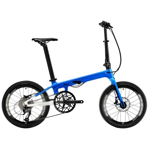 Vélos pliant : KOOKYY Vélo pliant en carbone Vélo pliant 20 pouces Cadre en fibre de carbone Mini vélo de ville Vélo pliable léger 9 vitesses / vitesses (couleur : bleu, taille : 9 vitesses_20 pouces (150-200 cm))