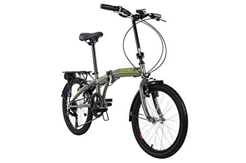 Vélos pliant : KS Cycling Vélo Pliable 20" Cityfold RH 27 cm Mixte-Adulte, Gris / Jaune Zoll