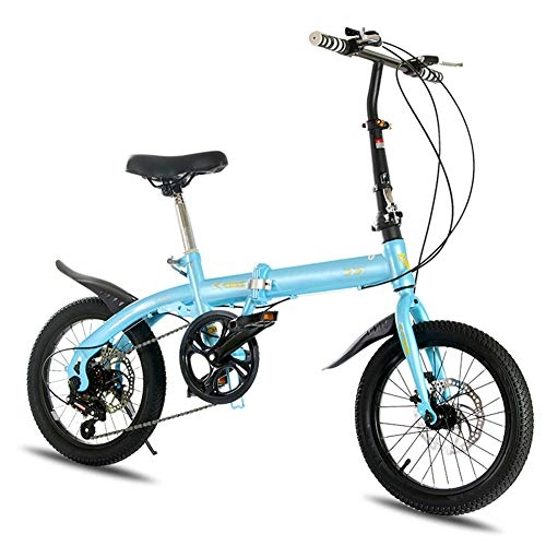 Vélos pliant : KXDLR 16 Pouces Pliant Vitesse Vélo - Adulte Vélo Pliant Vélo Femmes Étudiant Vitesse De Vélo Portable Voiture De Banlieue, Rose, Sixspeed, Bleu