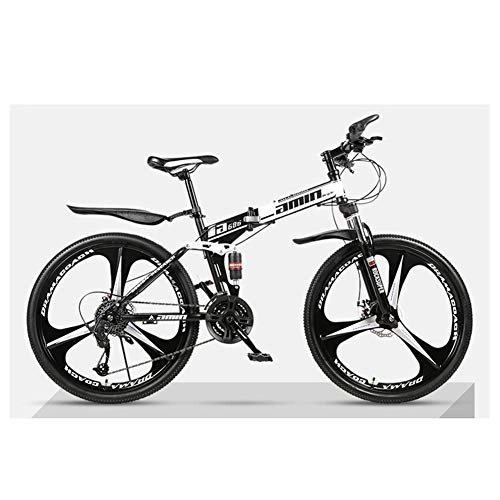 Vélos pliant : KXDLR Vélos De Montagne Vélos 21 Vitesses Légers en Alliage D'aluminium Cadre De Frein À Disque Vélo Pliant, Blanc