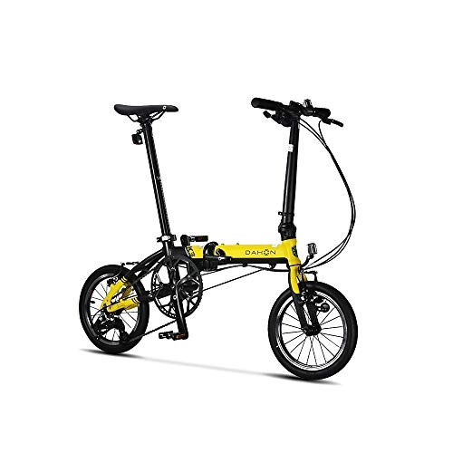 Vélos pliant : LANSHAN DAHON vélo Pliant 14 Pouces 3 Vitesse Petite Roue Urbaine Banlieue Version K3 Hommes Et Femmes Vélo KAA433 Noir Jaune (Color : Black Yellow, Size : 14 inch)