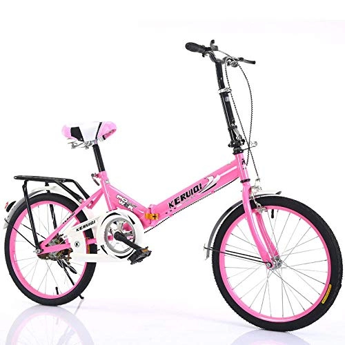 Vélos pliant : LSBYZYT Vélo Pliant, vélo Ultra-léger de 20 Pouces, vélo Adulte Portable-Rose_Hors Panier de vélo