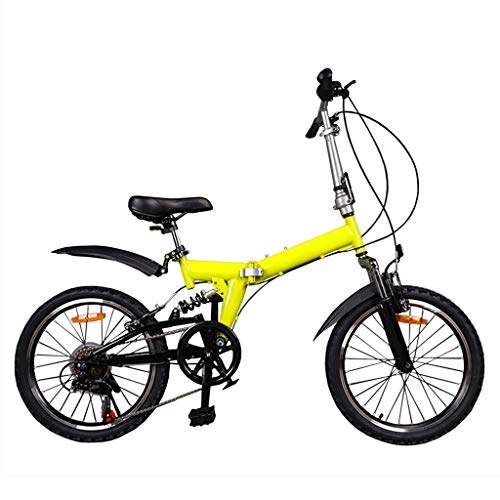 Vélos pliant : LXJ 20-inch Lightweight Folding Mountain Bike, Neutral Commuter Bike for Adults and Adolescents, 6-Speed V-Brake Suspension Frame Adjustable
