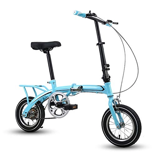 Vélos pliant : LXJ Portable de 12 Pouces Portable Pliant vélo de vélo pour Adultes avec Guidon réglable et Selle Confortable adaptée aux Enfants et aux Femmes Bleus