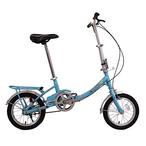 Vélos pliant : MIAOYO Vitesse Unique Vélo De Ville, Ultra-léger Portable Pliable Vélo BMX pour Les Hommes Femmes, Bicyclette De Banlieue Siège Réglable Guidon, Mini Vélo Pliant, Bleu, 14