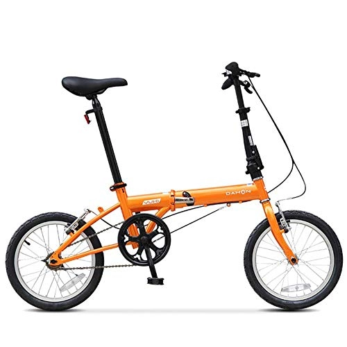 Vélos pliant : MJY Mini vélos pliants de 16 ', adultes hommes femmes étudiants vélo pliant léger, vélo de banlieue à cadre renforcé en acier à haute teneur en carbone, Orange