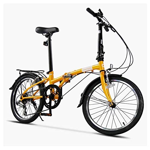 Vélos pliant : MJY Vélo pliant de 20 ', vélo pliant léger à 6 vitesses pour adultes, portatif léger, cadre en acier à haute teneur en carbone, vélo de ville pliant avec porte-bagages arrière, Beige
