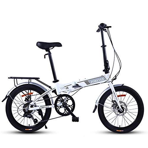 Vélos pliant : MJY Vélo pliant, vélo pliable léger pour femmes adultes, mini-vélos 20 pouces à 7 vitesses, vélo de banlieue à cadre renforcé, cadre en aluminium, gris, blanc