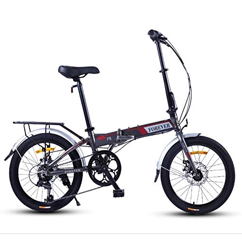 Vélos pliant : MJY Vélo pliant, vélo pliable léger pour femmes adultes, mini-vélos 20 pouces à 7 vitesses, vélo de banlieue à cadre renforcé, cadre en aluminium, gris, Gris