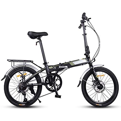 Vélos pliant : MJY Vélo pliant, vélo pliable léger pour femmes adultes, mini-vélos 20 pouces à 7 vitesses, vélo de banlieue à cadre renforcé, cadre en aluminium, gris, Noir