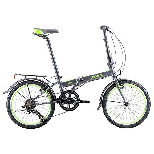 Vélos pliant : MJY Vélo pliant, vélo pliable pour adultes, vélo de banlieue urbain en alliage d'aluminium à 6 vitesses de 20 pouces, portable léger, vélos avec ailes avant et arrière, vert