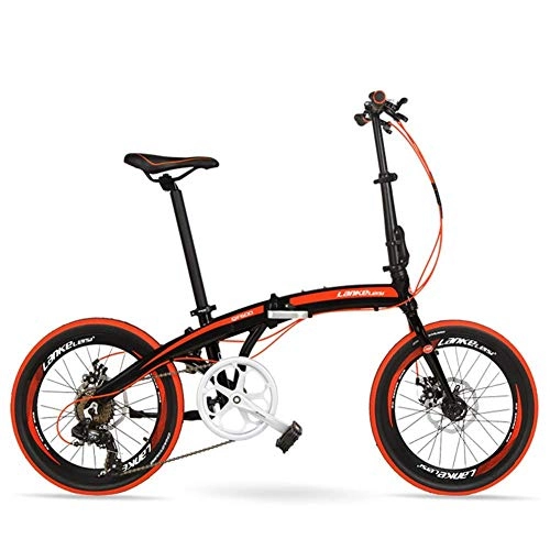 Vélos pliant : MJY Vélo pliant à 7 vitesses, vélos pliants légers unisexes pour adultes de 20 ', cadre en alliage d'aluminium léger, vélo pliable portable, blanc, rouge, Rayons
