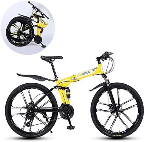 Vélos pliant : MJY Vélos de montagne, cadre pliant en acier à haute teneur en carbone 26 pouces à double absorption des chocs à vitesse variable dix roues de coupe vélo pliable 6-6, 21 vitesses