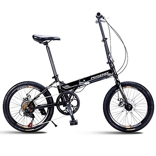 Vélos pliant : MJY Vélos pliants pour adultes, mini vélo pliable avec frein à disque de 20 'à 7 vitesses, vélo de banlieue léger à cadre renforcé portable en acier à haute teneur en carbone, Noir