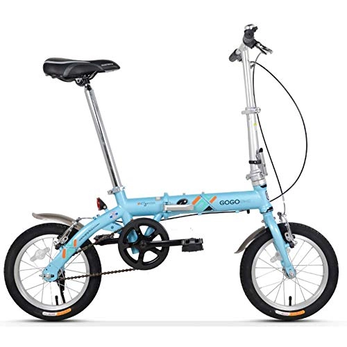 Vélos pliant : MJY Vélos pliants pour adultes, vélo pliable à vitesse unique pour enfants unisexe, mini-banlieusard à cadre renforcé portable léger de 14 pouces, Bleu