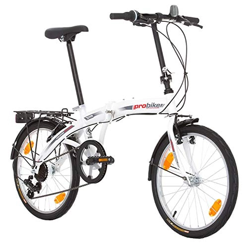 Vélos pliant : Multibrand Probike 20 Pouces Vélo Pliant, Shimano 6 Vitesses, vélo Homme et vélo garçon, Convient de 155 cm à 185 cm (Blanc)