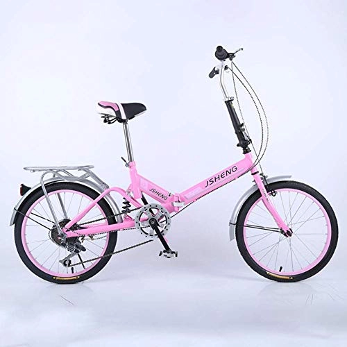 Vélos pliant : MUZILIZIYU Vélo Pliante Vélo Vélo, Ultra Lumière Portable Portable Femme Femme Student, Blanc (Color : Pink)