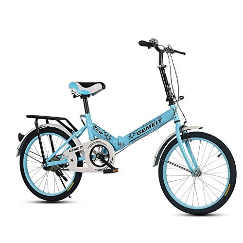 Vélos pliant : MYRCLMY Vélo Pliant pour Adultes, Léger Mini Compact 20Dans Vélo Pliant, Adapté Banlieue Urbaine pour Hommes Et Femmes À Haut Carbone Cadre Pliant en Acier, Bleu, 16inch
