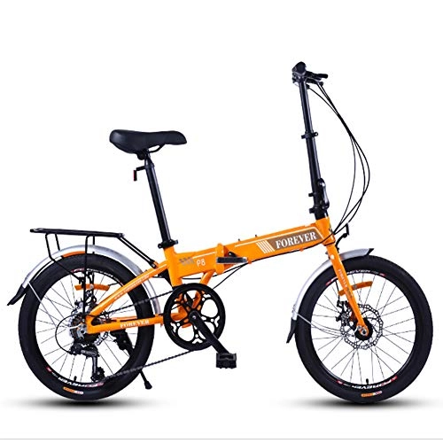 Vélos pliant : NENGGE Vélo Pliant, Adulte Femmes Vélo de Ville Pliant, Ultra léger Cadre en Aluminium, 20" 7 Vitesses Micro - Vélo Pliante avec Double Frein à Disque, Orange