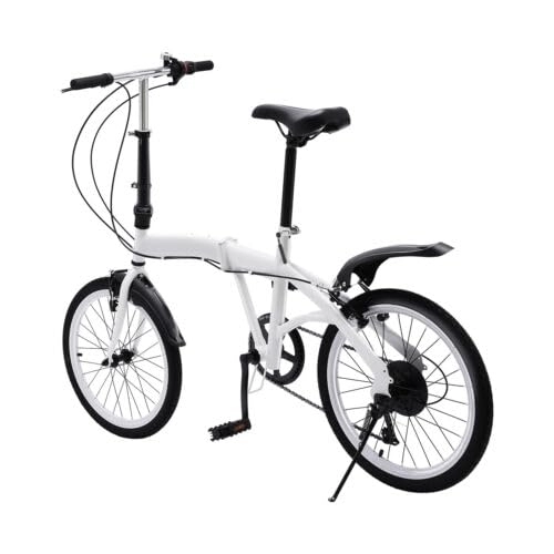 Vélos pliant : Neugeb Vélo pliant 20 pouces - Vélo pliable - 6 vitesses - Charge maximale : 90 kg - Pour adulte - Vélo de ville - Frein en V - Blanc
