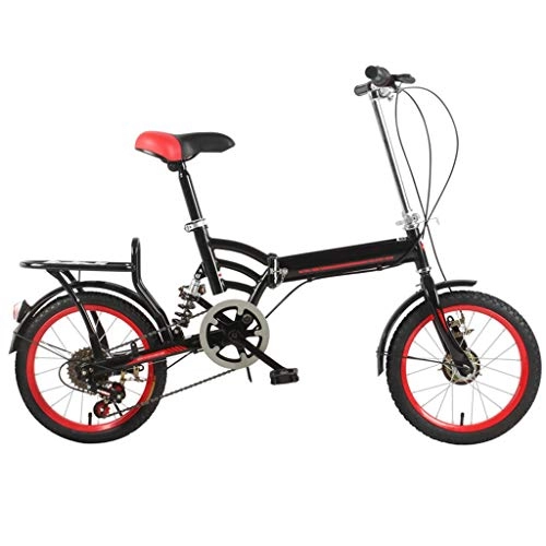 Vélos pliant : NYKK Adulte Vélos pliants Extérieur Pliable Lightweight Double Frein à Disque vélo Pliant vélo for Adultes Hommes et Femmes de 16 Pouces (Color : Red)