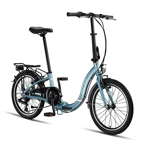 Vélos pliant : PACTO Six - Hollandrad Vélo Pliable de Haute qualité 27cm Cadre en Aluminium Bike 20 Pouces Roues en Aluminium Bicycle, 6 Vitesses Shimano vélo Pliant Vélo Pliable Vélo pour Adultes Bleu