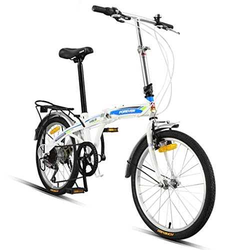 Vélos pliant : Petit vélo Variable vélo Pliant Vitesse vélo Voyage vélos Adulte Universal Portable Ville vélos Manned Mini vélos amortissant Les Chocs sécurité (Color : Blue)