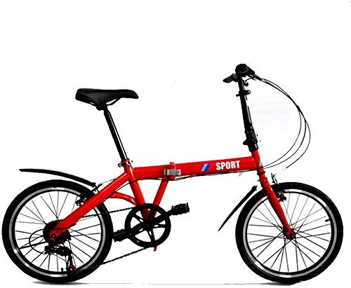 Vélos pliant : Pkfinrd 20 Pouces vélo Pliant Shifting - mâle et Femelle Vélos - Enfants Adultes Élèves en Acier au Carbone Un Bras Pliant Maj de vélo de Montagne, Rouge (Color : Red)
