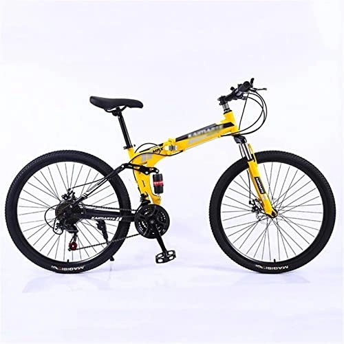 Vélos pliant : QCLU Vélo de Montagne Pliante 24 / 26 Pouces Mini Pliant légère vélo Adulte Bicyclette Petit vélo portatif, Trekking vélo Homme vélo vélo, 21 Vitesses (Color : Yellow, Taille : 24 inch)