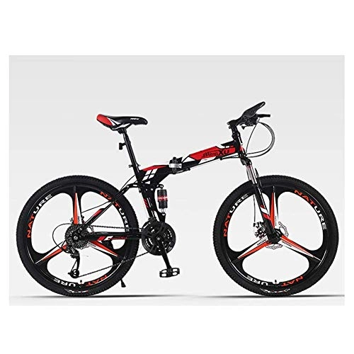 Vélos pliant : QGL-HQ Sports de Plein air 26" Folding Mountain Bike 27 à Deux Vitesses Suspension vélo Double Disque de Frein vélo Sports de Plein air Mountain Bike (Color : Red)