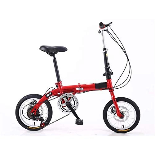 Vélos pliant : QGL-HQ Sports de Plein air Pliant BikeLightweight Cadre en Aluminium 14" vélo Pliant avec brisais Double Disque Fenders Sports de Plein air Mountain Bike (Color : Red)