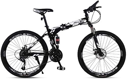 Vélos pliant : Qianqiusui Mountain Bike 21 / 24 / 27 Speed ​​Frame en Acier 27, 5 Pouces à 3 Branches Roues Double Suspension vélo Pliant, Rouge, 24speed (Color : White, Size : 21speed)